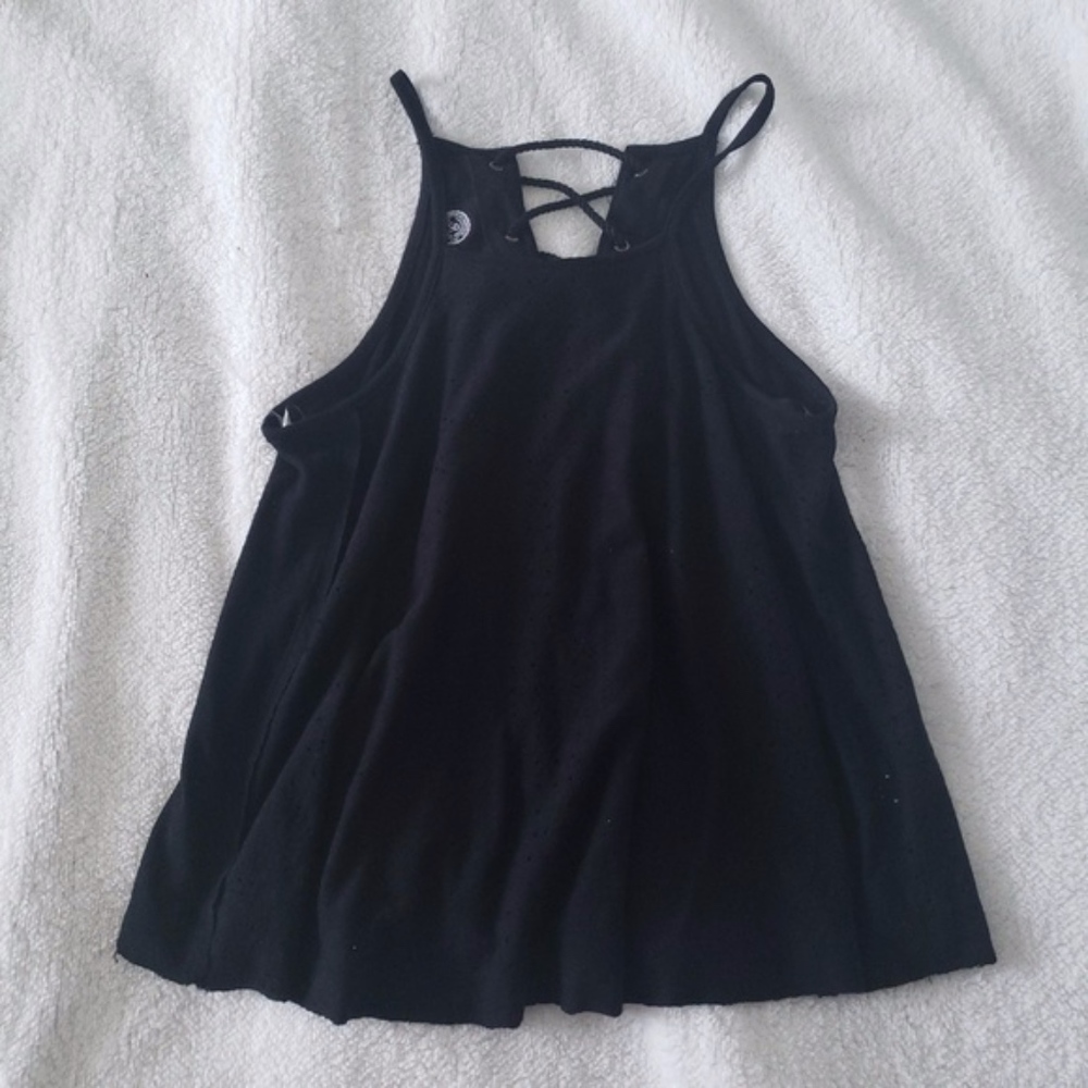 SO Black Swing Loose Fitted Tie Up Tank Top size S